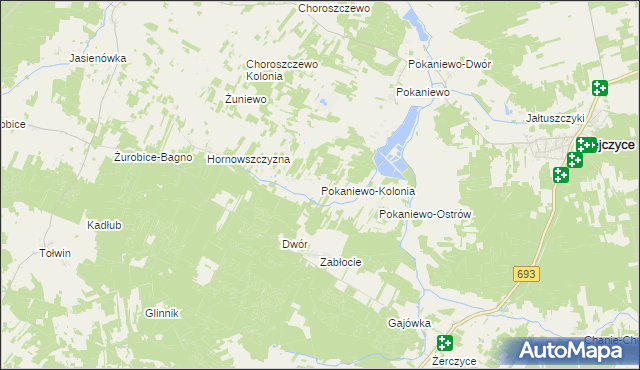 mapa Pokaniewo-Kolonia, Pokaniewo-Kolonia na mapie Targeo