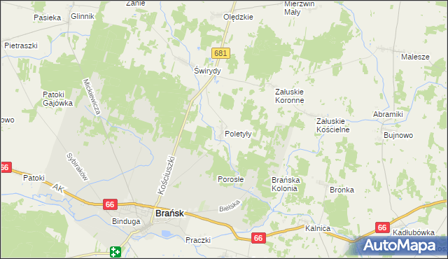 mapa Poletyły, Poletyły na mapie Targeo