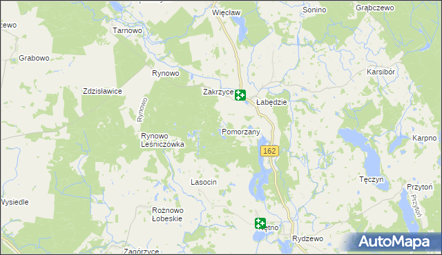 mapa Pomorzany gmina Łobez, Pomorzany gmina Łobez na mapie Targeo