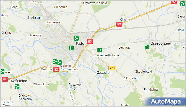 mapa Powiercie-Kolonia, Powiercie-Kolonia na mapie Targeo