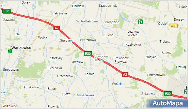 mapa Powodów Trzeci, Powodów Trzeci na mapie Targeo