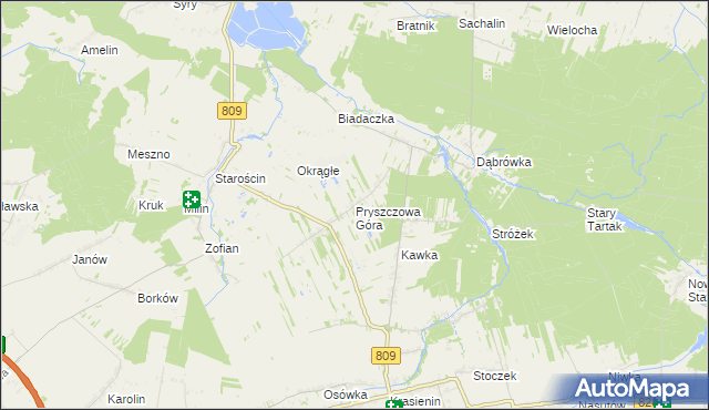 mapa Pryszczowa Góra, Pryszczowa Góra na mapie Targeo