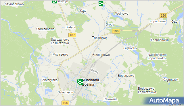 mapa Przebędowo gmina Murowana Goślina, Przebędowo gmina Murowana Goślina na mapie Targeo