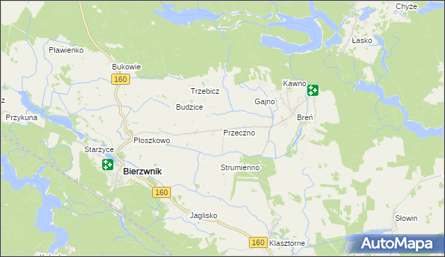mapa Przeczno gmina Bierzwnik, Przeczno gmina Bierzwnik na mapie Targeo
