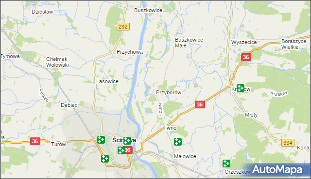 mapa Przyborów gmina Wińsko, Przyborów gmina Wińsko na mapie Targeo