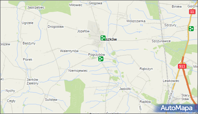 mapa Przybysławice gmina Raszków, Przybysławice gmina Raszków na mapie Targeo