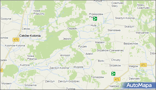 mapa Pyczek, Pyczek na mapie Targeo