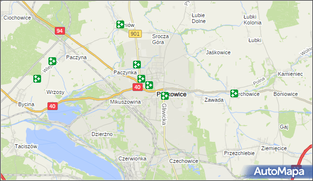 mapa Pyskowice powiat gliwicki, Pyskowice powiat gliwicki na mapie Targeo