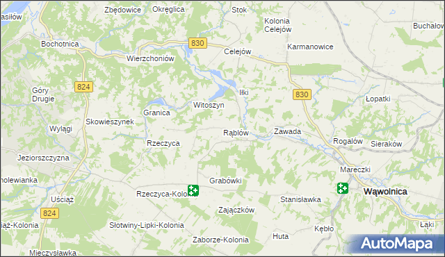 mapa Rąblów, Rąblów na mapie Targeo