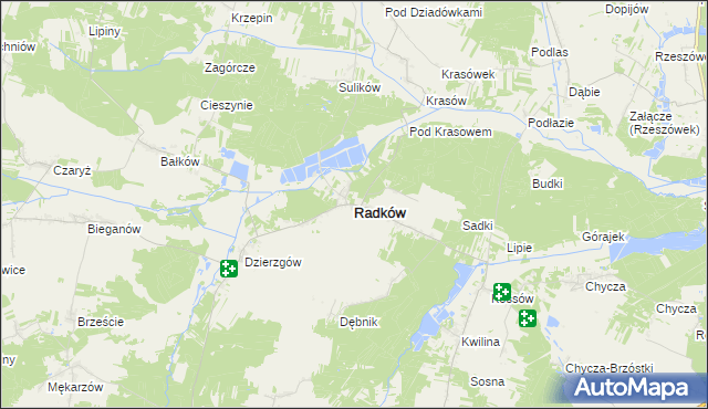 mapa Radków powiat włoszczowski, Radków powiat włoszczowski na mapie Targeo