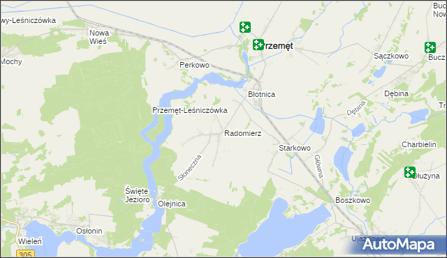 mapa Radomierz gmina Przemęt, Radomierz gmina Przemęt na mapie Targeo