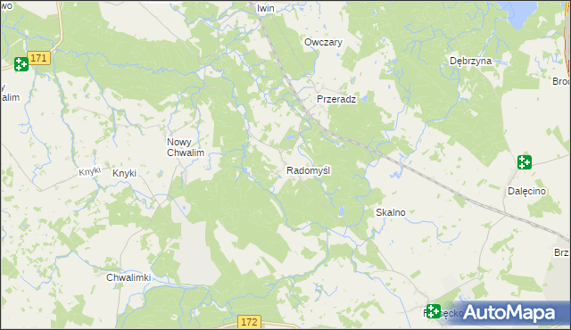 mapa Radomyśl gmina Grzmiąca, Radomyśl gmina Grzmiąca na mapie Targeo