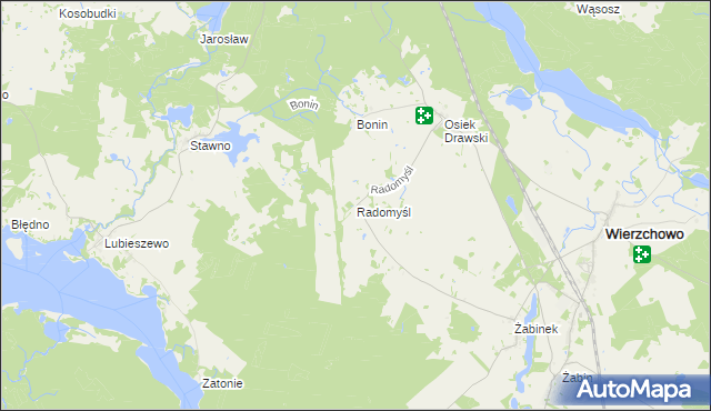 mapa Radomyśl gmina Wierzchowo, Radomyśl gmina Wierzchowo na mapie Targeo