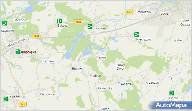 mapa Raków gmina Długołęka, Raków gmina Długołęka na mapie Targeo