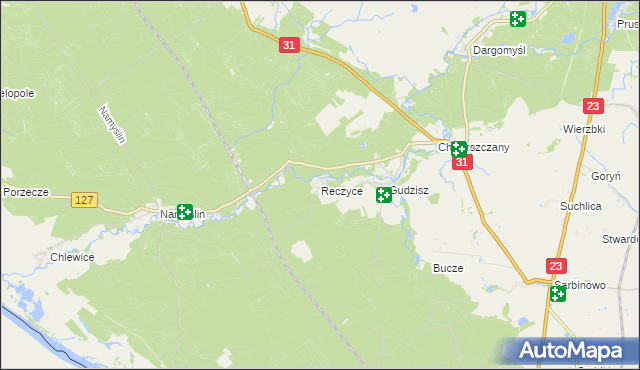 mapa Reczyce gmina Boleszkowice, Reczyce gmina Boleszkowice na mapie Targeo