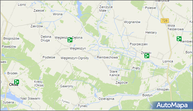 mapa Rembiechowa, Rembiechowa na mapie Targeo