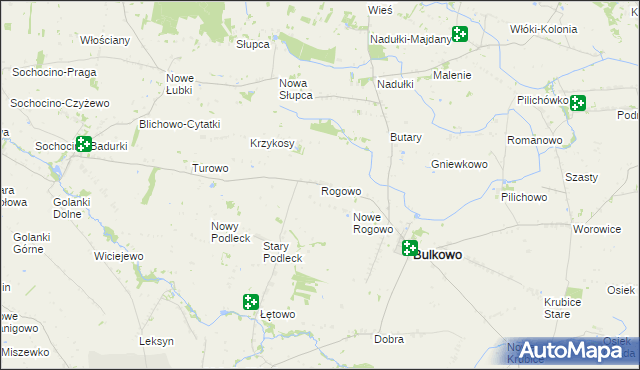 mapa Rogowo gmina Bulkowo, Rogowo gmina Bulkowo na mapie Targeo