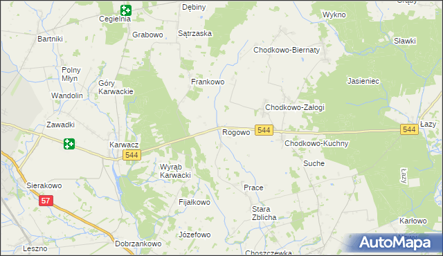 mapa Rogowo gmina Płoniawy-Bramura, Rogowo gmina Płoniawy-Bramura na mapie Targeo