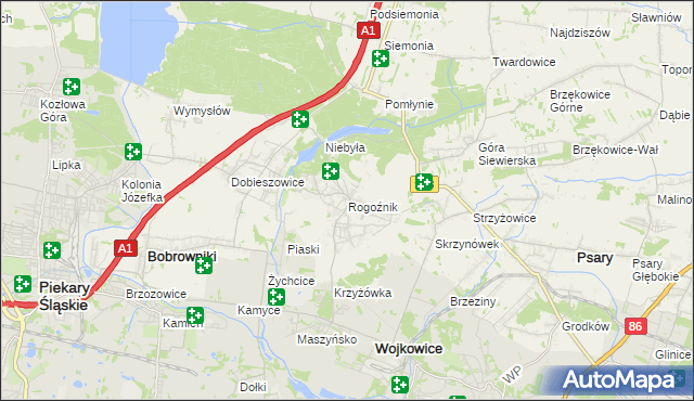 mapa Rogoźnik gmina Bobrowniki, Rogoźnik gmina Bobrowniki na mapie Targeo