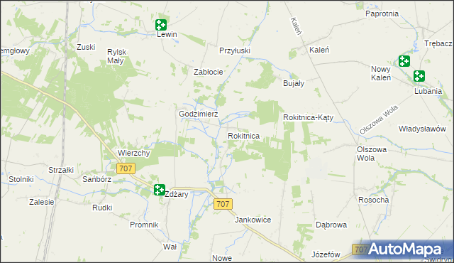 mapa Rokitnica gmina Nowe Miasto nad Pilicą, Rokitnica gmina Nowe Miasto nad Pilicą na mapie Targeo