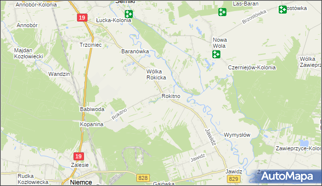 mapa Rokitno gmina Lubartów, Rokitno gmina Lubartów na mapie Targeo