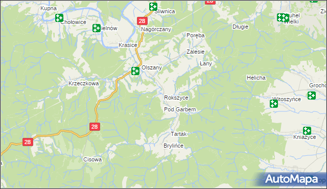 mapa Rokszyce gmina Krasiczyn, Rokszyce gmina Krasiczyn na mapie Targeo