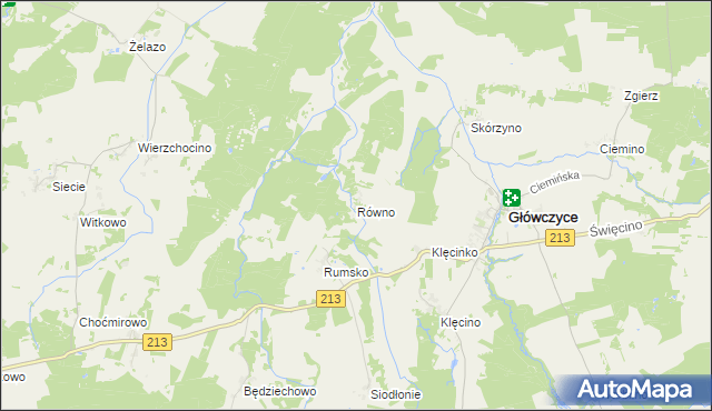mapa Równo gmina Główczyce, Równo gmina Główczyce na mapie Targeo