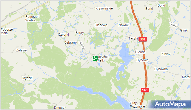 mapa Rożyńsk Wielki gmina Prostki, Rożyńsk Wielki gmina Prostki na mapie Targeo