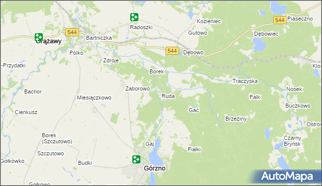 mapa Ruda gmina Górzno, Ruda gmina Górzno na mapie Targeo