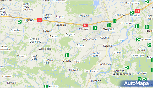 mapa Rudka gmina Wojnicz, Rudka gmina Wojnicz na mapie Targeo