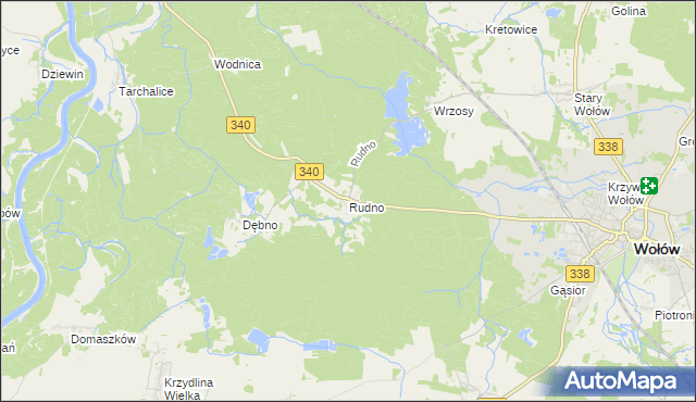 mapa Rudno gmina Wołów, Rudno gmina Wołów na mapie Targeo