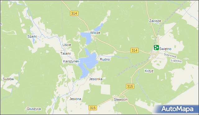 mapa Rudno gmina Wolsztyn, Rudno gmina Wolsztyn na mapie Targeo