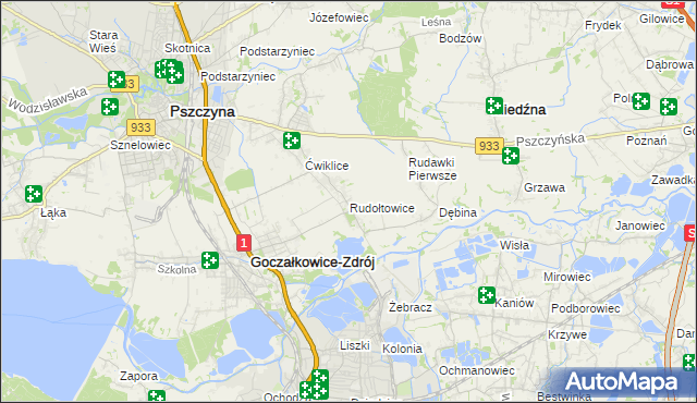 mapa Rudołtowice, Rudołtowice na mapie Targeo