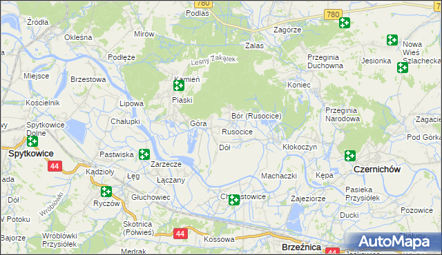 mapa Rusocice gmina Czernichów, Rusocice gmina Czernichów na mapie Targeo