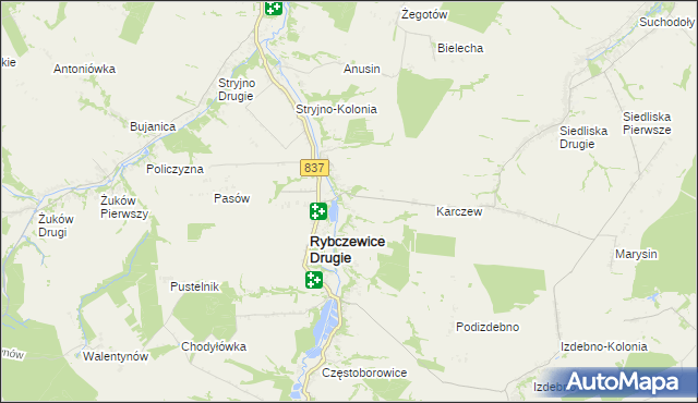 mapa Rybczewice Pierwsze, Rybczewice Pierwsze na mapie Targeo