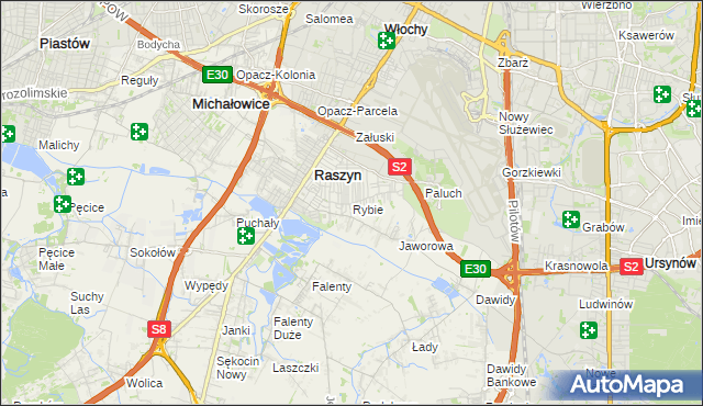 mapa Rybie gmina Raszyn, Rybie gmina Raszyn na mapie Targeo
