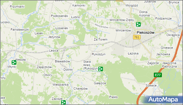mapa Rykoszyn, Rykoszyn na mapie Targeo