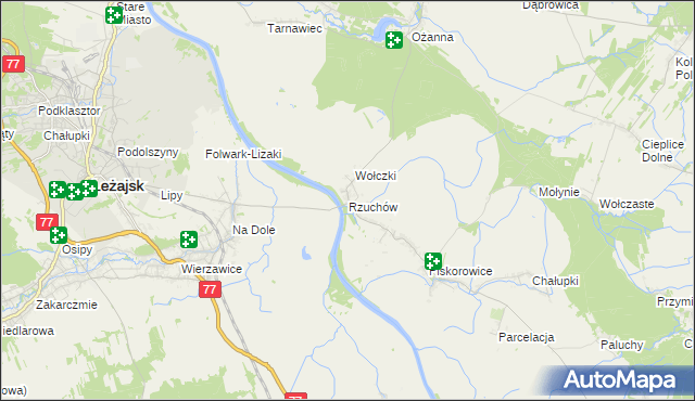 mapa Rzuchów gmina Leżajsk, Rzuchów gmina Leżajsk na mapie Targeo