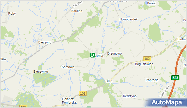 mapa Sarbia gmina Kołobrzeg, Sarbia gmina Kołobrzeg na mapie Targeo