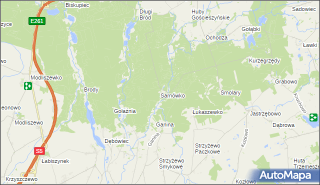 mapa Sarnówko gmina Rogowo, Sarnówko gmina Rogowo na mapie Targeo