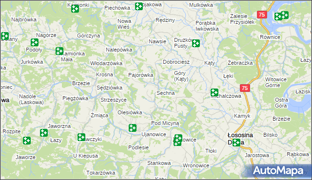 mapa Sechna, Sechna na mapie Targeo