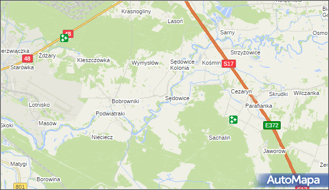 mapa Sędowice gmina Ryki, Sędowice gmina Ryki na mapie Targeo