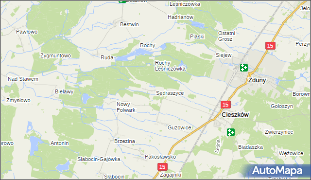 mapa Sędraszyce, Sędraszyce na mapie Targeo