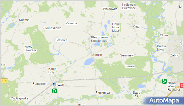 mapa Semlin gmina Zblewo, Semlin gmina Zblewo na mapie Targeo