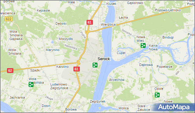 mapa Serock powiat legionowski, Serock powiat legionowski na mapie Targeo