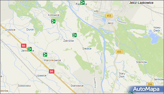 mapa Siedlce gmina Oława, Siedlce gmina Oława na mapie Targeo