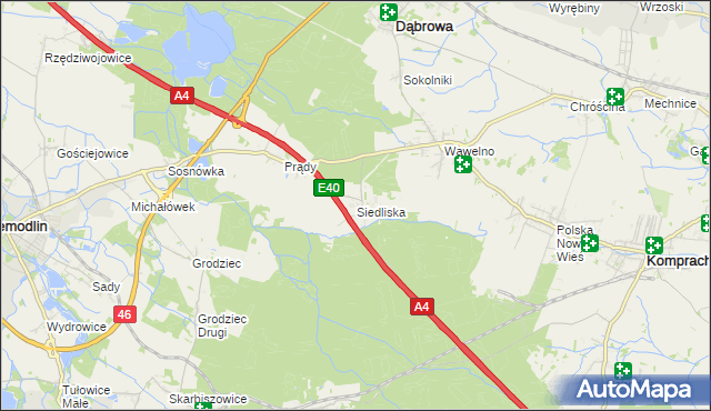 mapa Siedliska gmina Dąbrowa, Siedliska gmina Dąbrowa na mapie Targeo