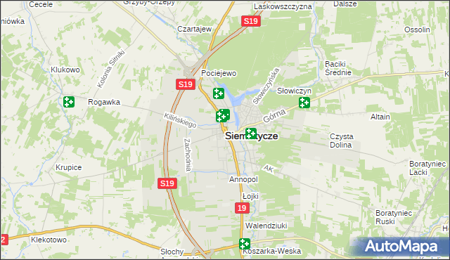 mapa Siemiatycze, Siemiatycze na mapie Targeo
