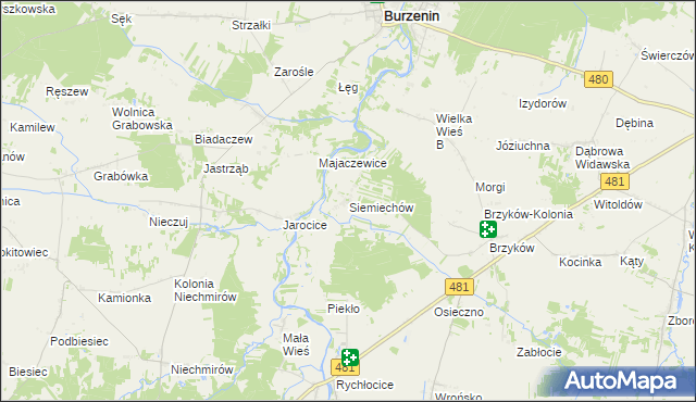 mapa Siemiechów gmina Widawa, Siemiechów gmina Widawa na mapie Targeo