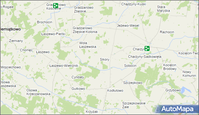 mapa Sikory gmina Raciąż, Sikory gmina Raciąż na mapie Targeo